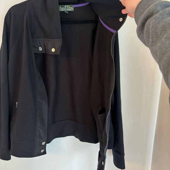 Lauren Ralph Lauren Zip Jacket Black LRL Active Soft Cotton Blend Women’s Sz XL - Picture 3 of 12